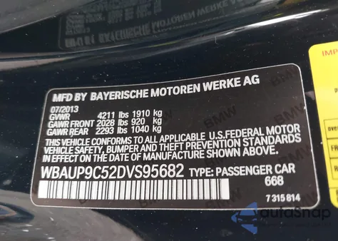 2013 BMW 128I z USA, uszkodzony, nr VIN WBAUP9C52DVS95682